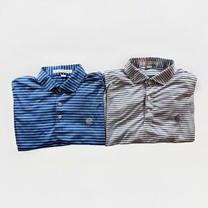 Holderness & Bourne Polo Shirt Lot Mens XL Blue White Striped Performance Golf